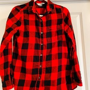 Red & black buffalo plaid button-down